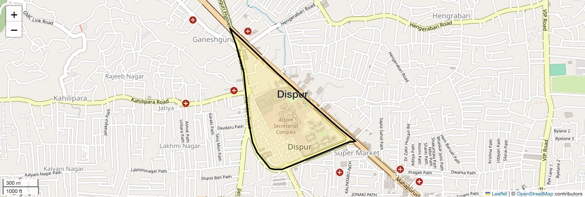 Location Map of Dispur, Guwahati