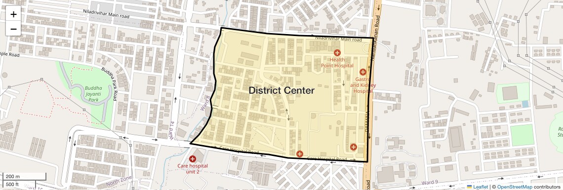 Location Map of District Center, Bhubaneswar