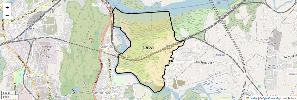 Location Map of Diva, Thane