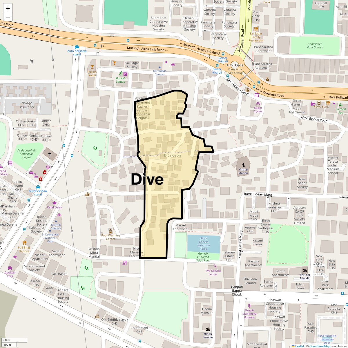 Location Map of Dive, Navi Mumbai