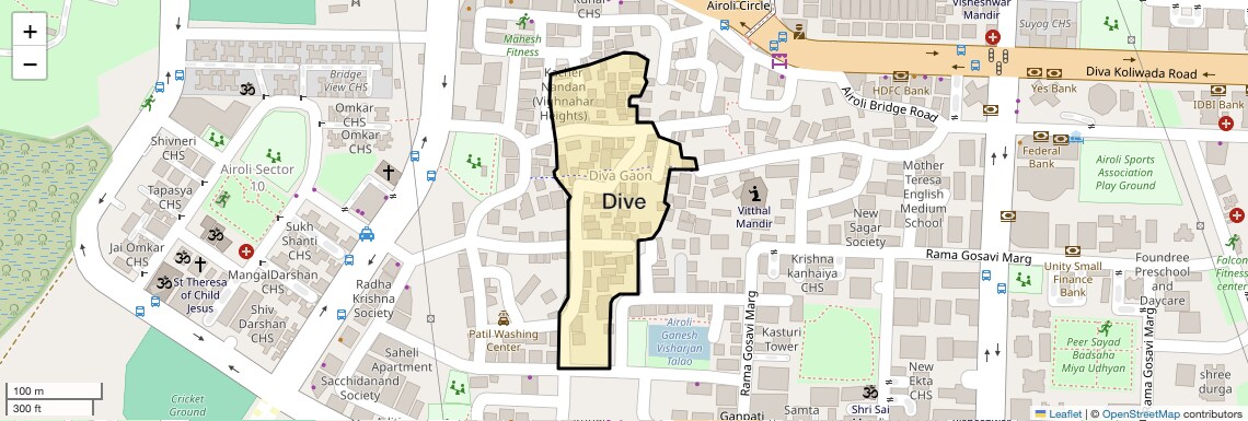 Location Map of Dive, Navi Mumbai