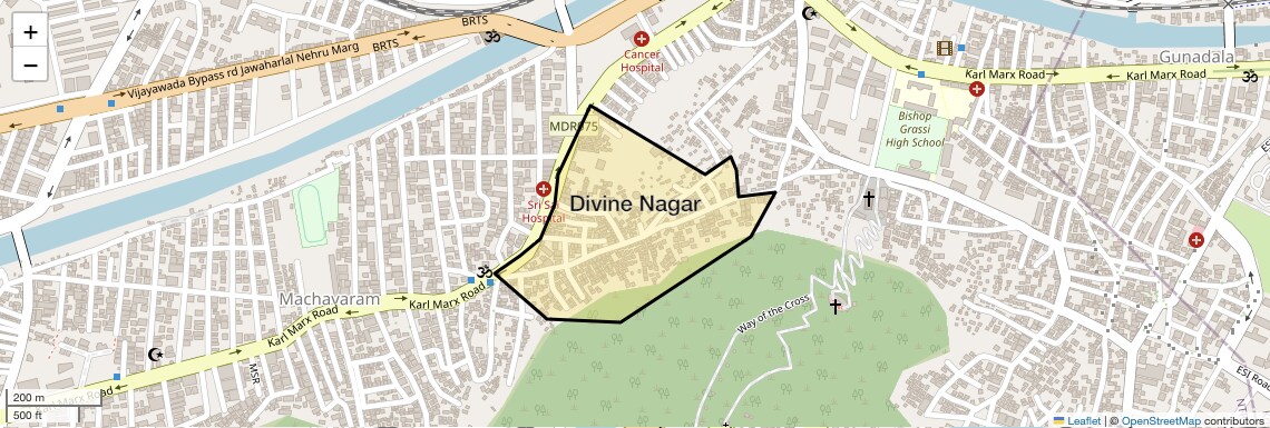 Location Map of Divine Nagar, Vijayawada
