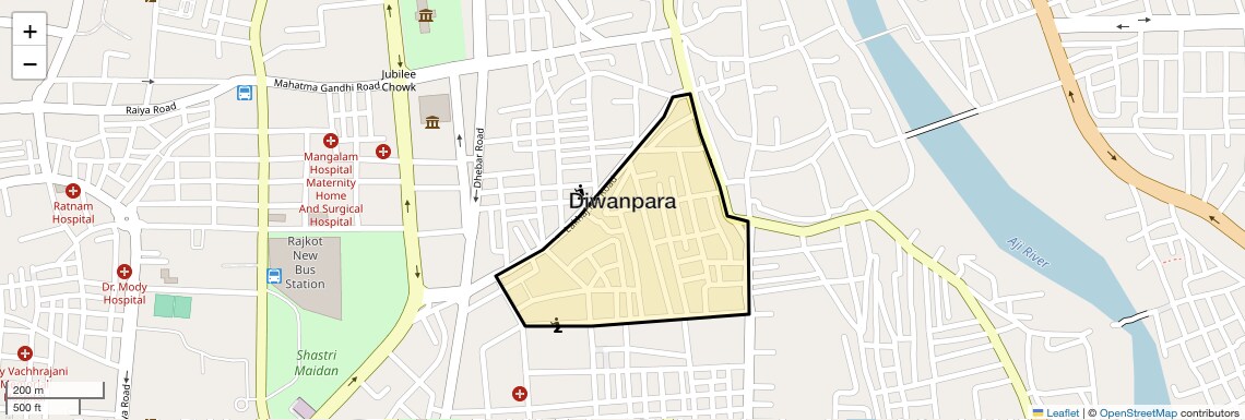 Location Map of Diwanpara, Rajkot