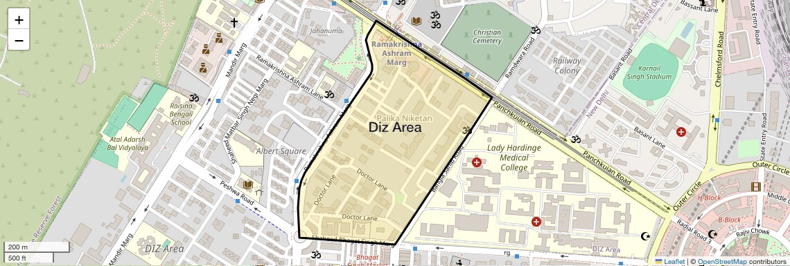 Location Map of Diz Area, Delhi