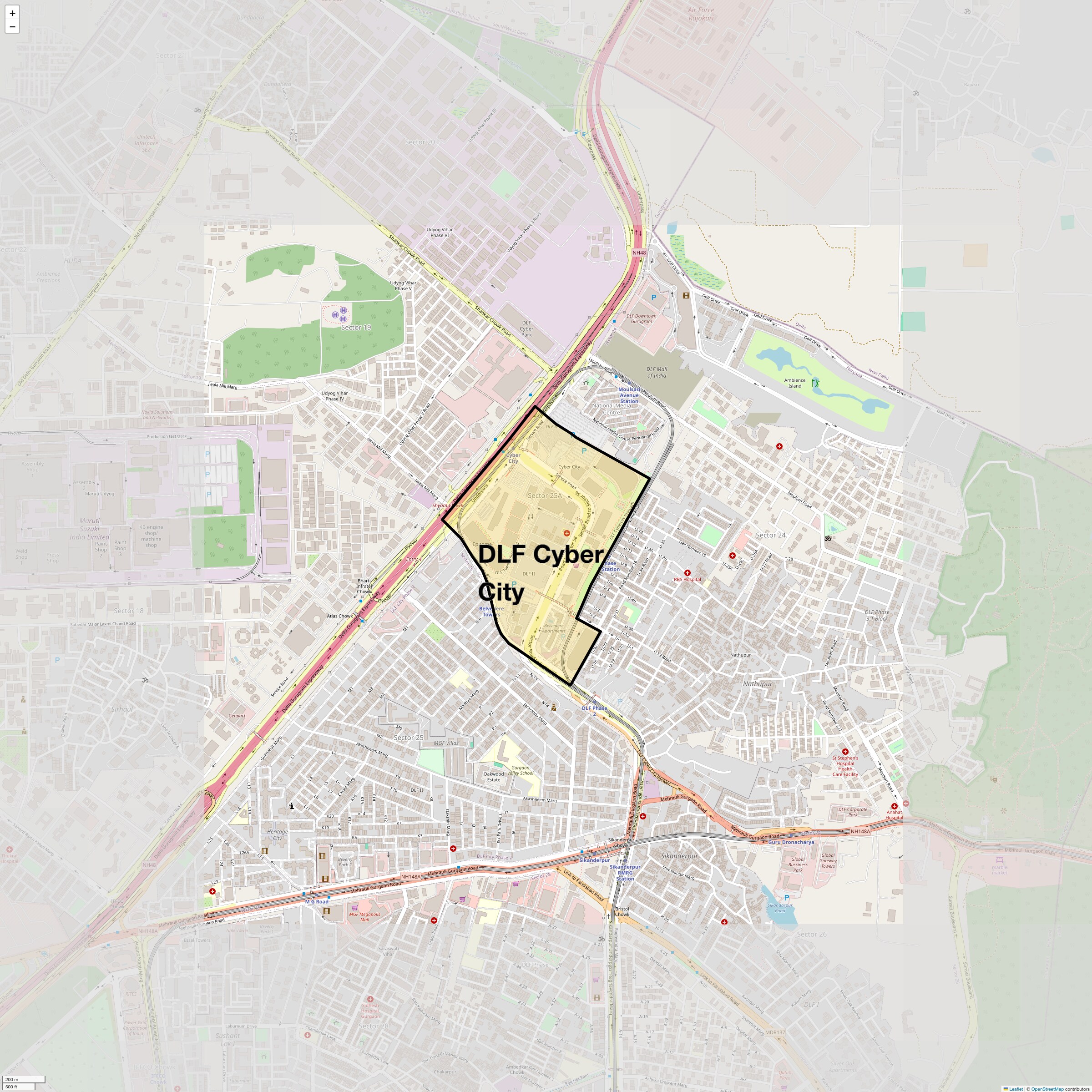 Location Map of Dlf Cyber City, Gurgaon