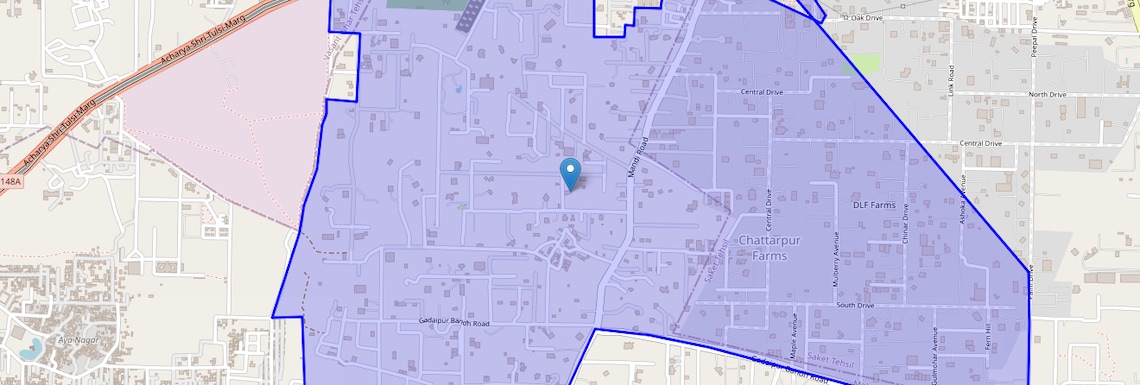 Location Map of Dlf Farms, Delhi