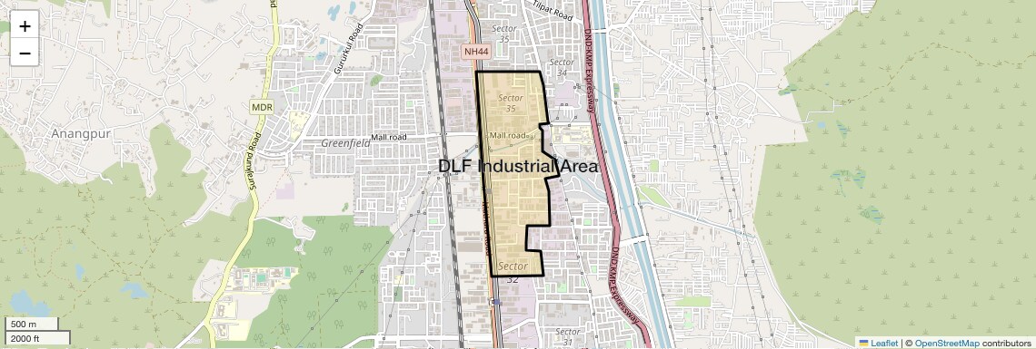 Location Map of DLF Industrial Area, Faridabad