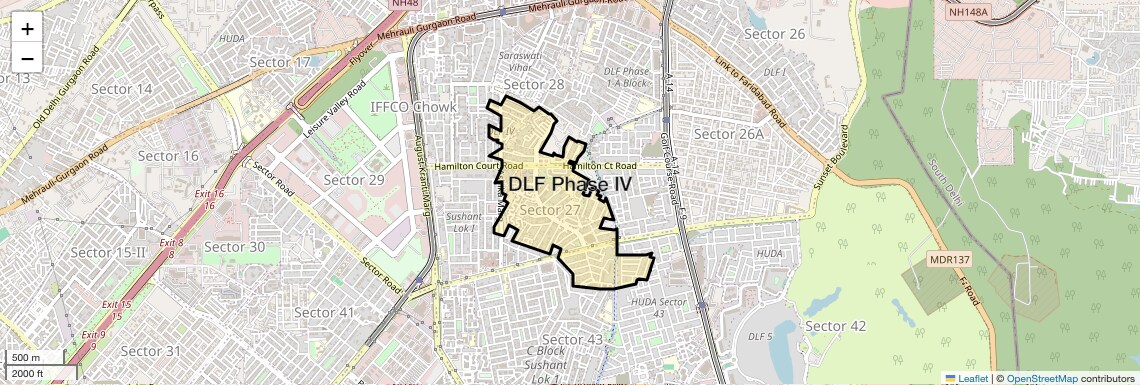 Location Map of DLF Phase IV, Gurgaon
