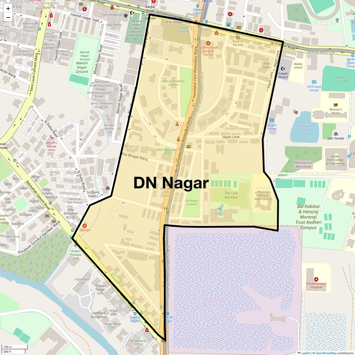 Location Map of DN Nagar, Mumbai