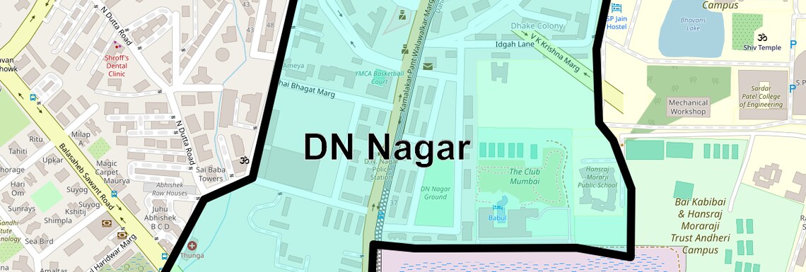Location Map of DN Nagar, Mumbai