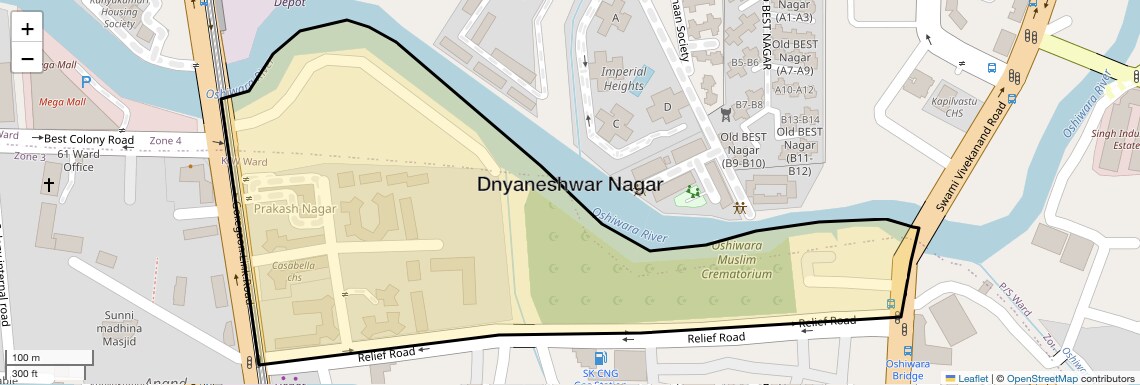 Location Map of Dnyaneshwar Nagar, Mumbai