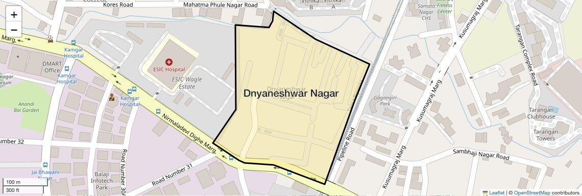 Location Map of Dnyaneshwar Nagar, Thane