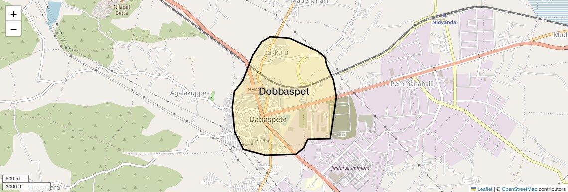 Location Map of Dobbaspet, Bangalore