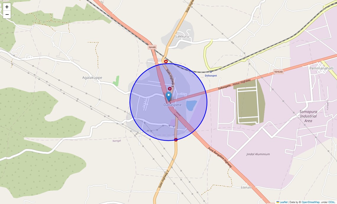 Location Map of Dobbaspet, Bangalore