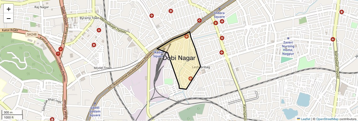 Location Map of Dobi Nagar, Nagpur