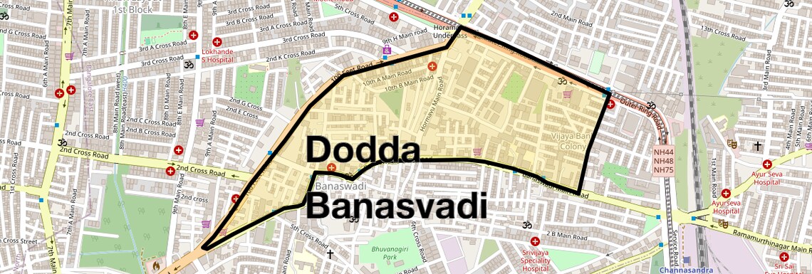 Location Map of Dodda Banasvadi, Bangalore