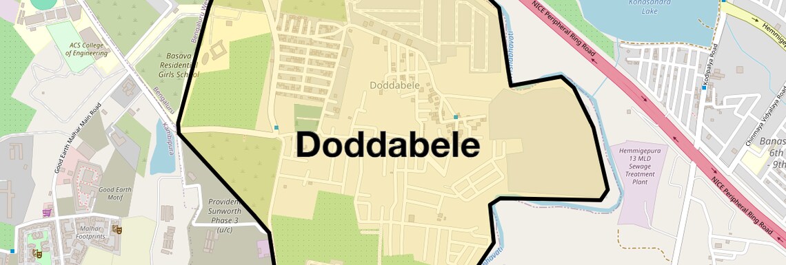 Location Map of Doddabele, Bangalore