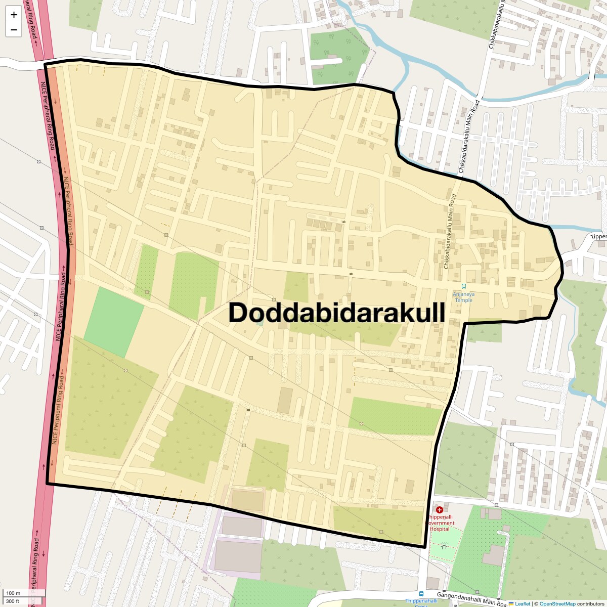 Location Map of Doddabidarakull, Bangalore