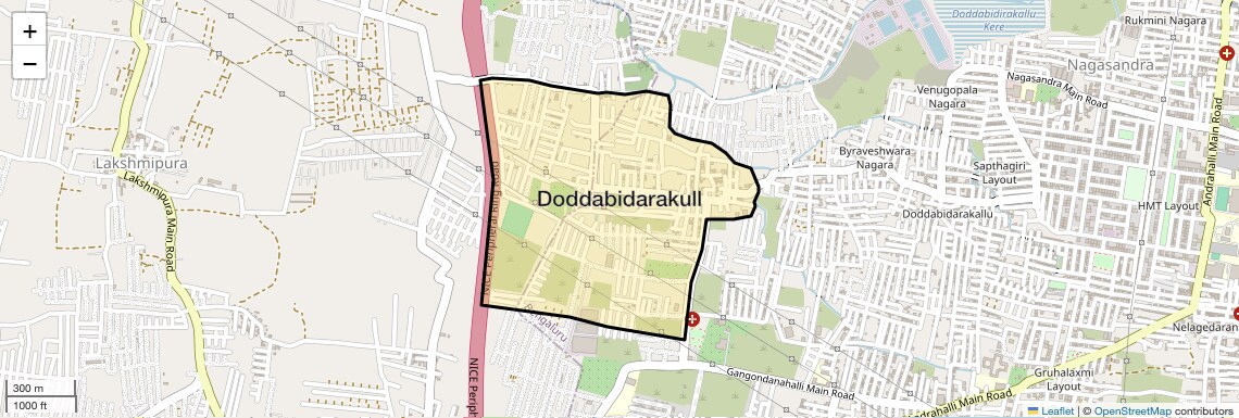 Location Map of Doddabidarakull, Bangalore