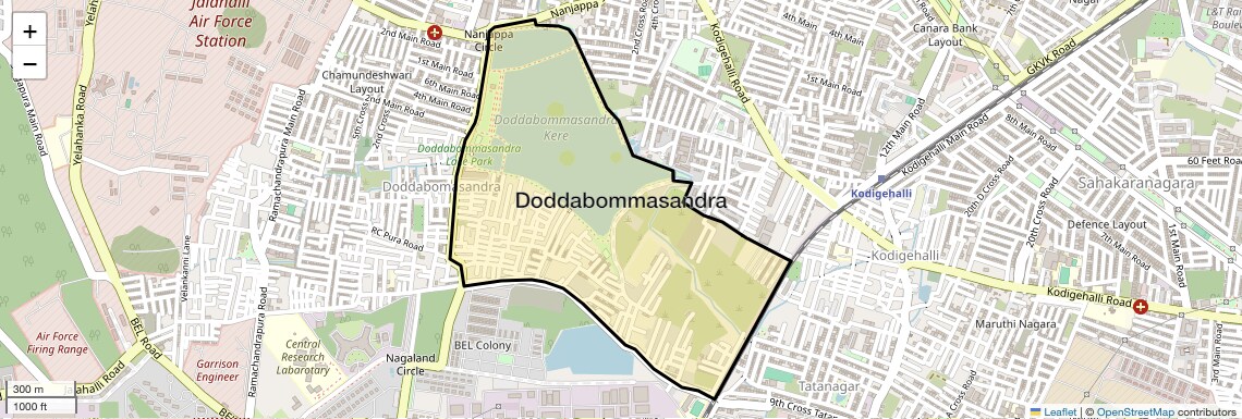 Location Map of Doddabommasandra, Bangalore