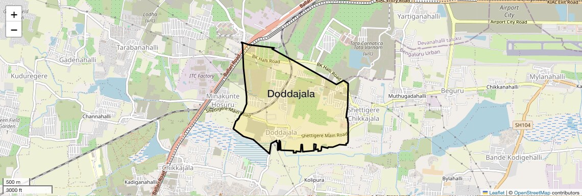 Location Map of Doddajala, Bangalore