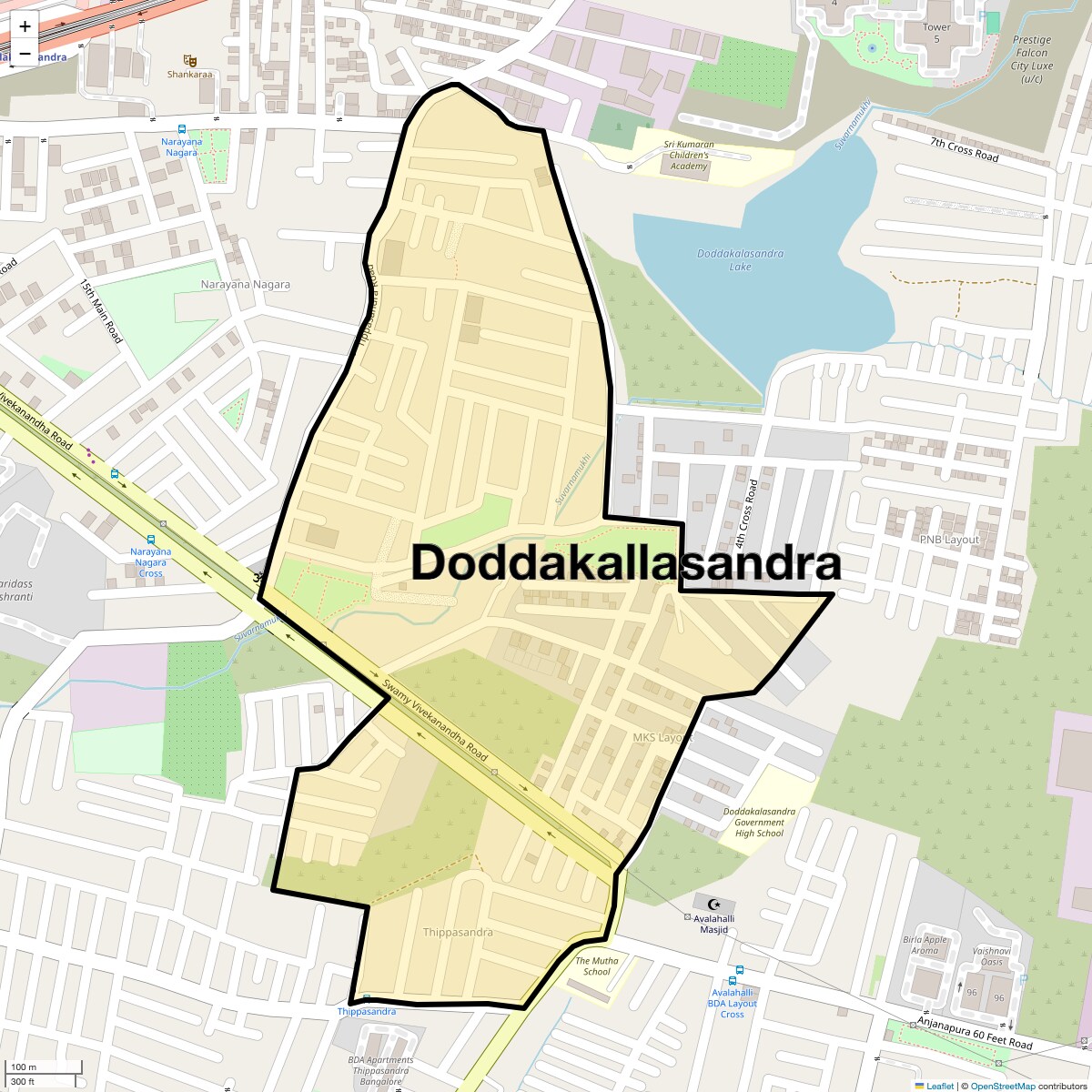Location Map of Doddakallasandra, Bangalore