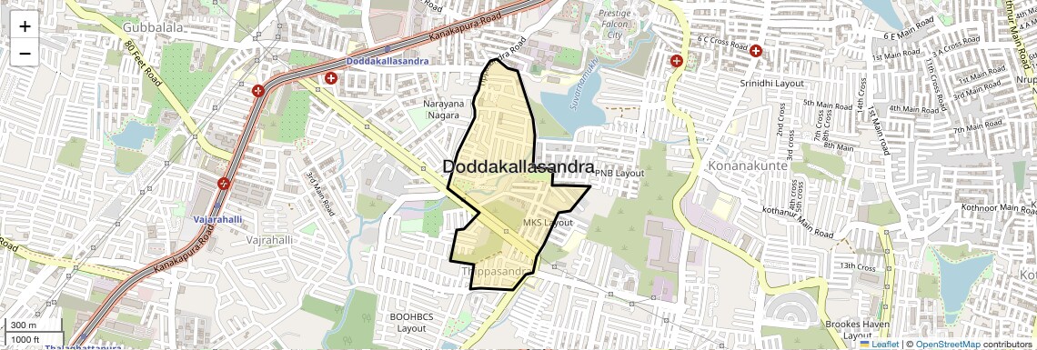 Location Map of Doddakallasandra, Bangalore