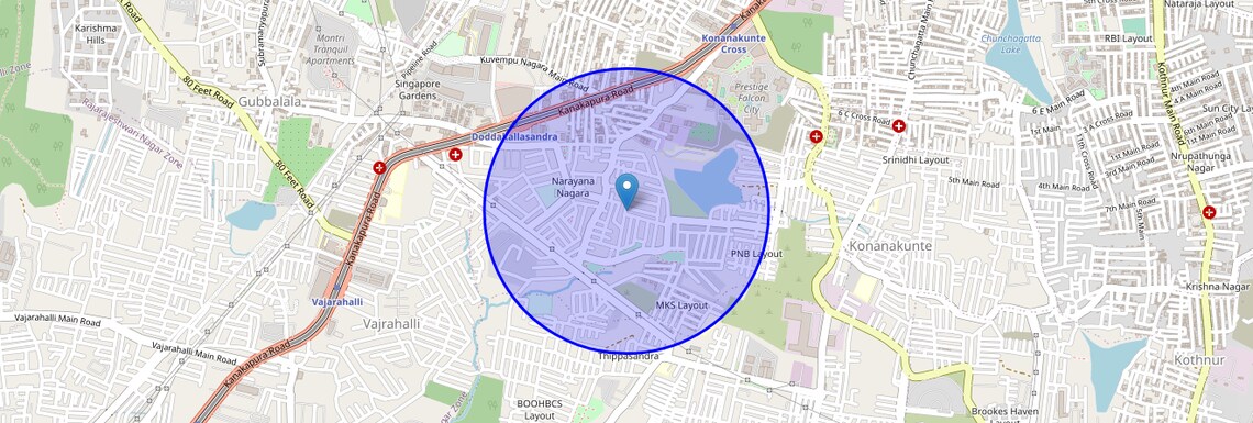Location Map of Doddakallasandra, Bangalore