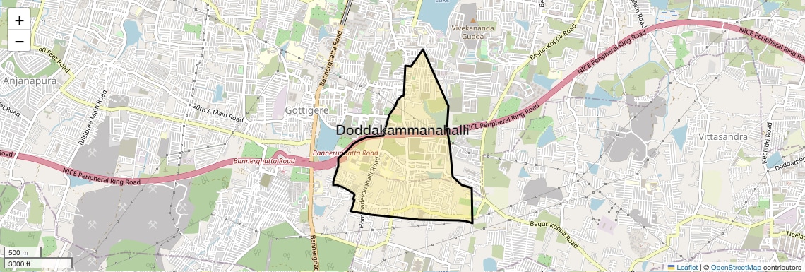Location Map of Doddakammanahalli, Bangalore