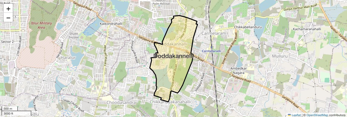 Location Map of Doddakannelli, Bangalore