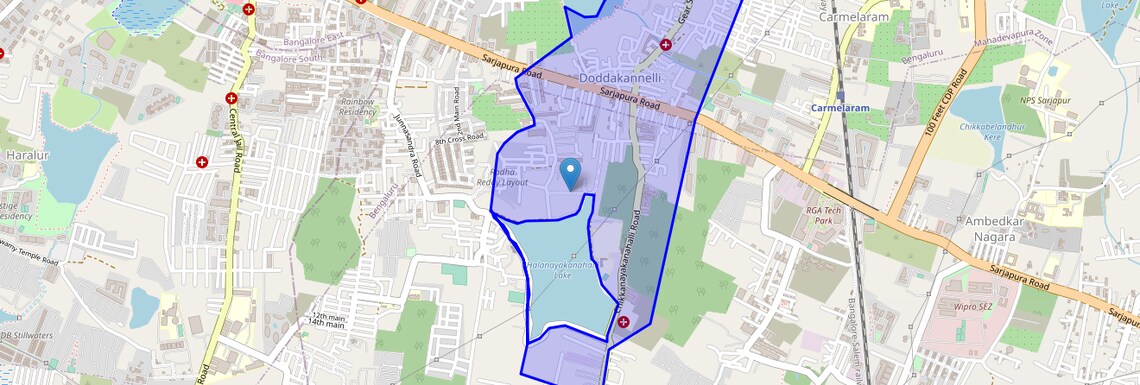 Location Map of Doddakannelli, Bangalore