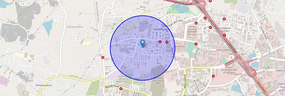 Location Map of Doddathoguru, Bangalore