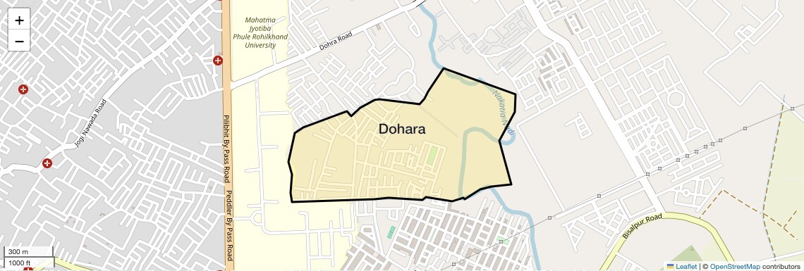 Location Map of Dohara, Bareilly