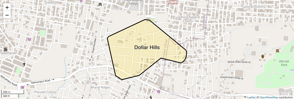 Location Map of Dollar Hills, Hyderabad