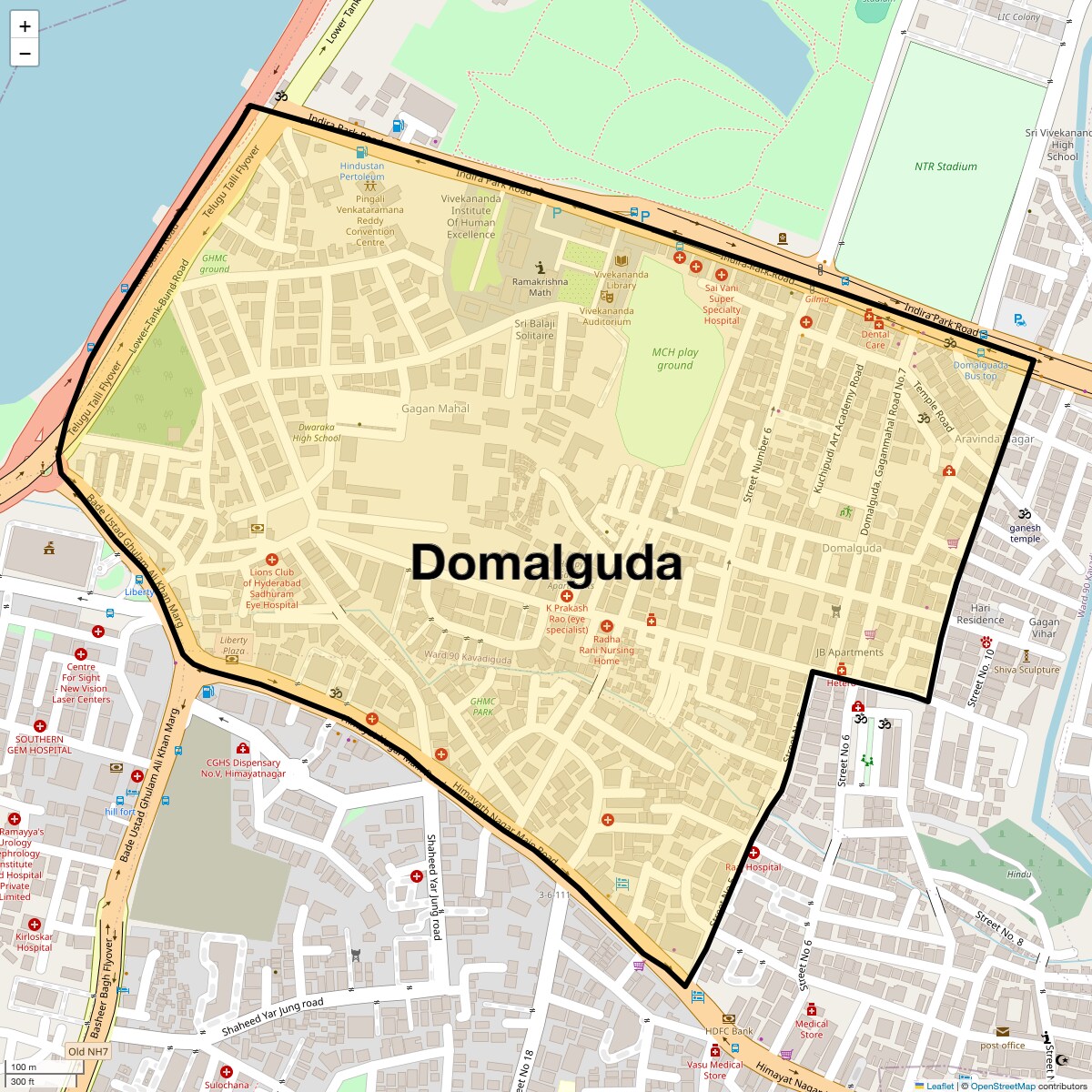 Location Map of Domalguda, Hyderabad
