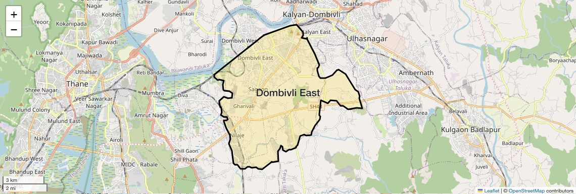 Location Map of Dombivli East, Thane