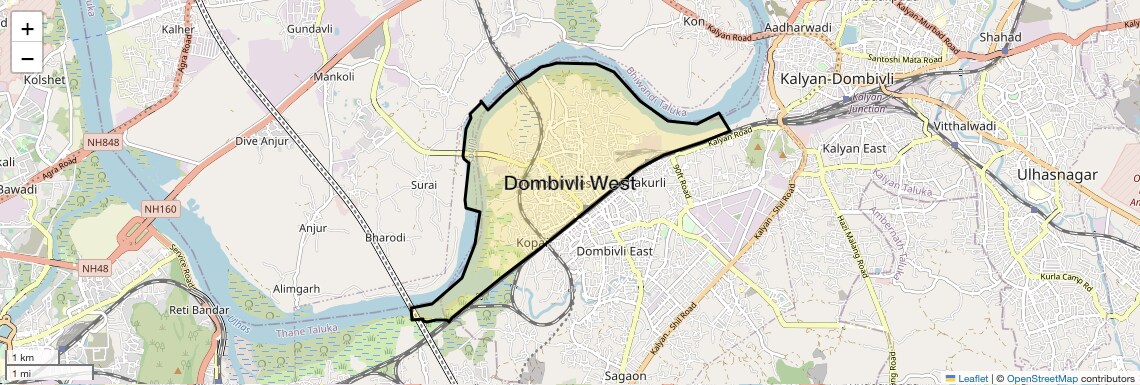 Location Map of Dombivli West, Thane