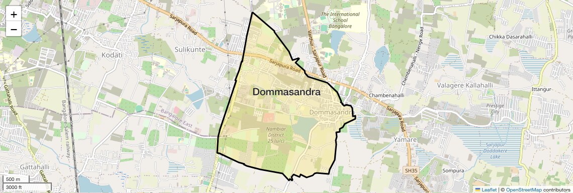 Location Map of Dommasandra, Bangalore