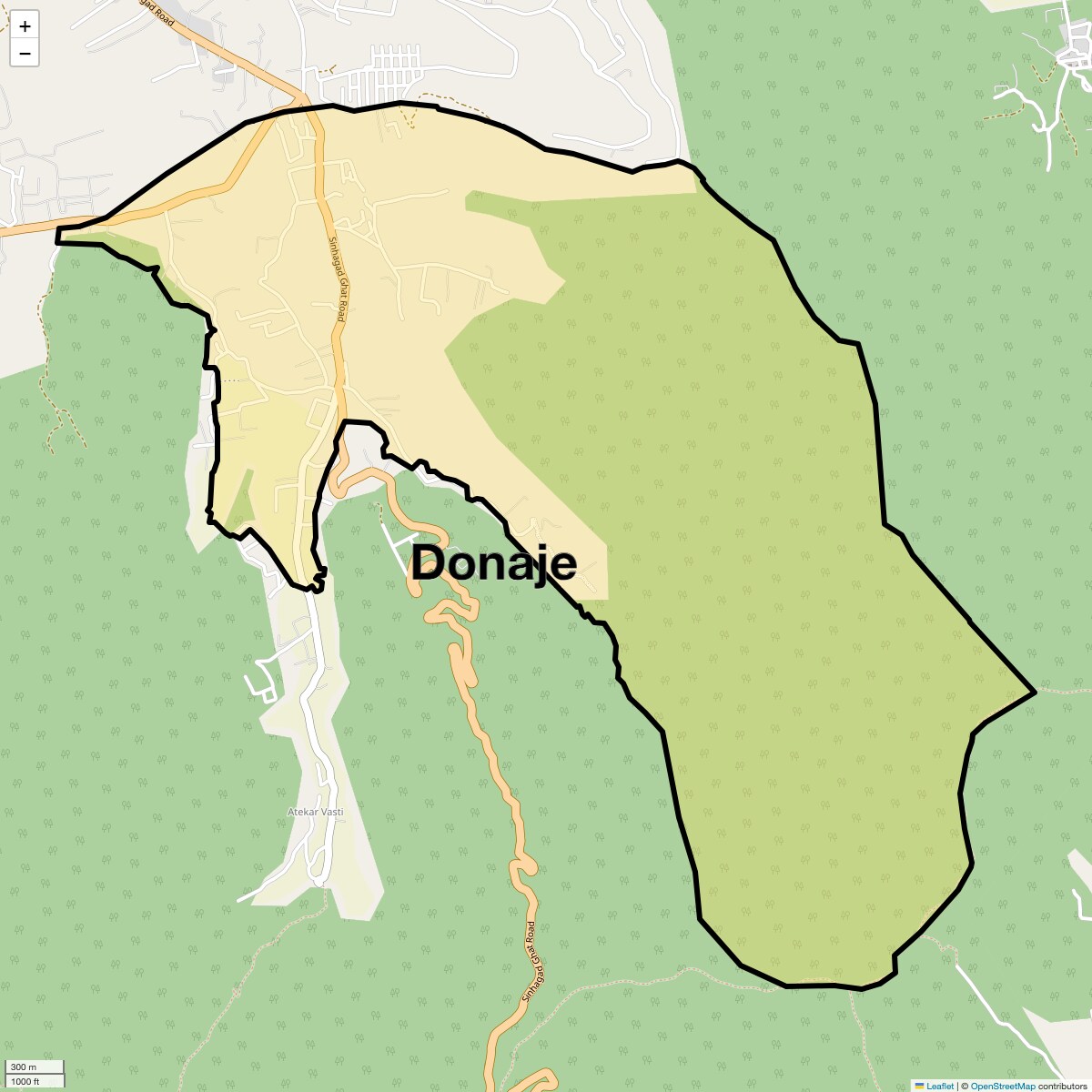 Location Map of Donaje, Pune