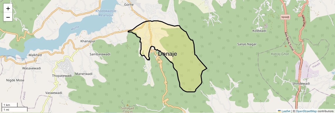 Location Map of Donaje, Pune