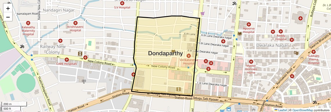 Location Map of Dondaparthy, Vizag