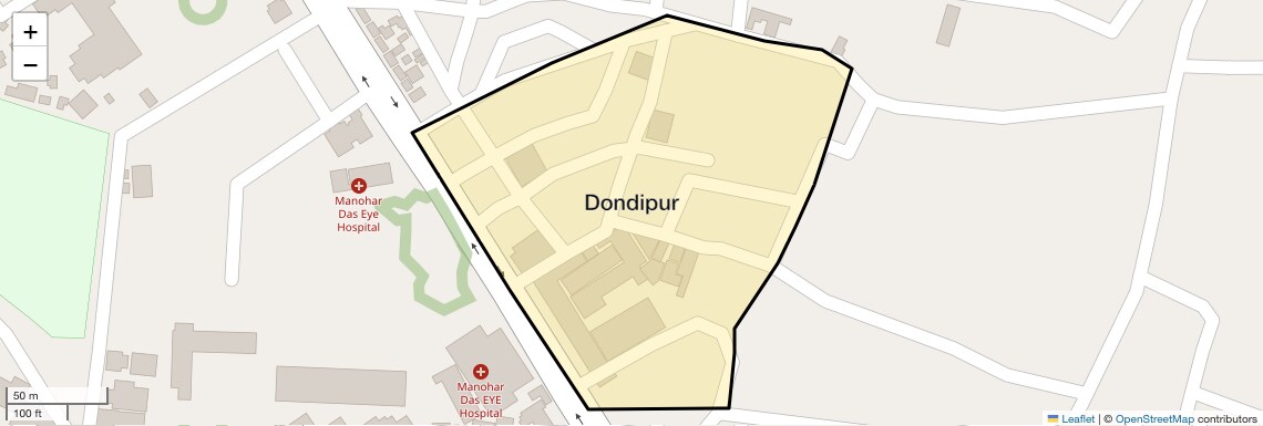 Location Map of Dondipur, Allahabad
