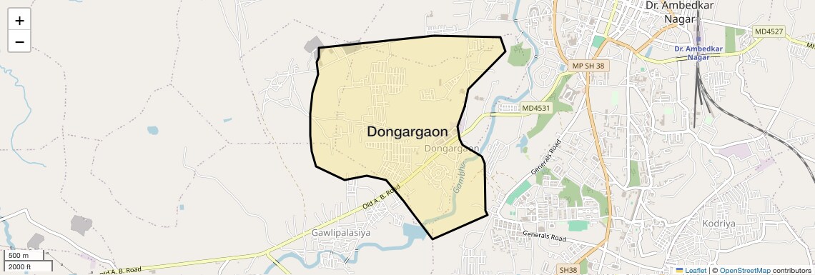 Location Map of Dongargaon, Indore