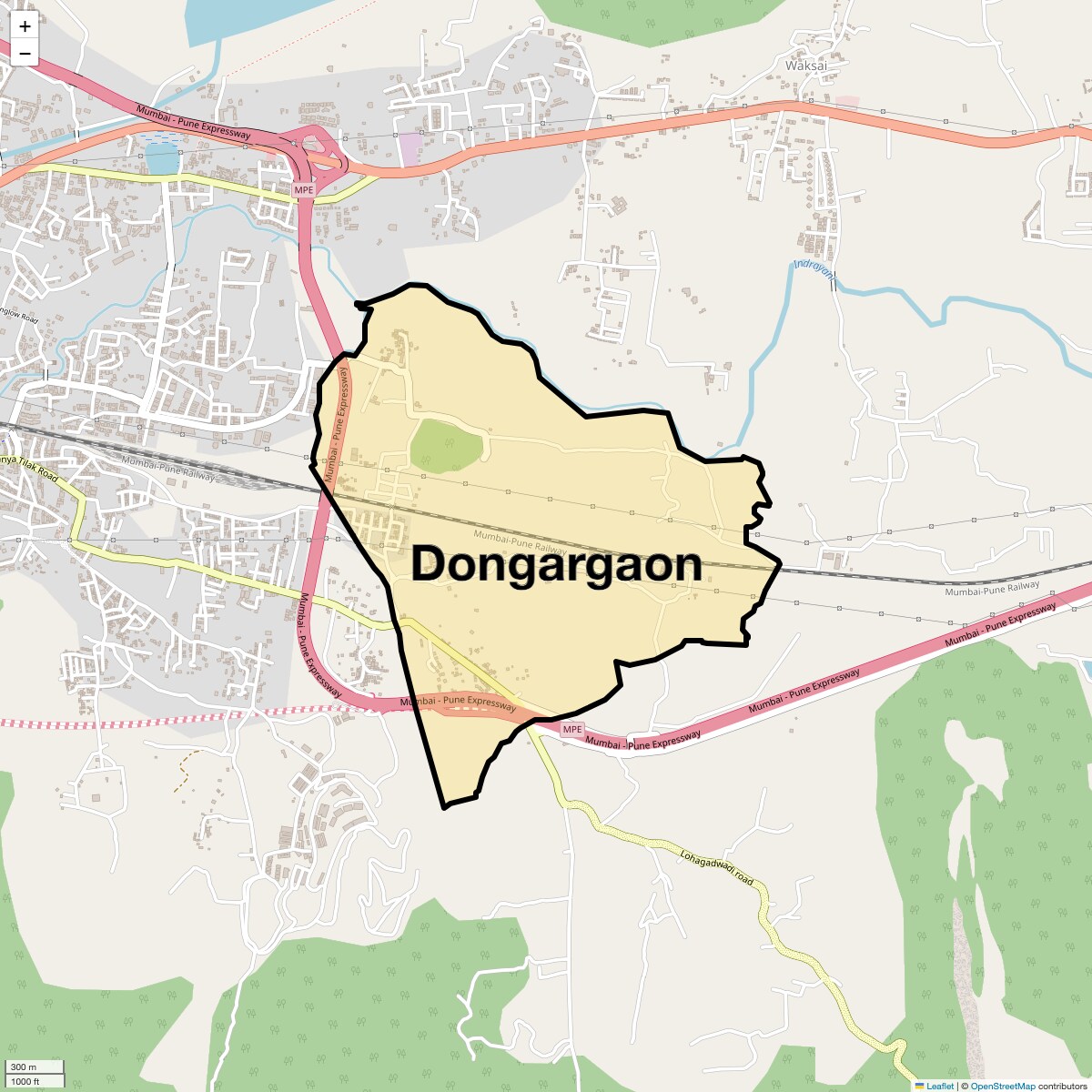 Location Map of Dongargaon, Pune