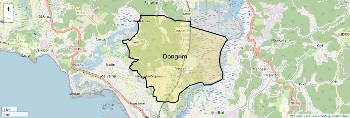 Location Map of Dongrim, Goa