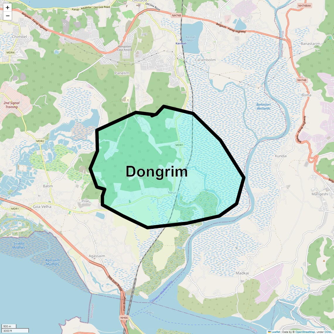 Location Map of Dongrim, Goa