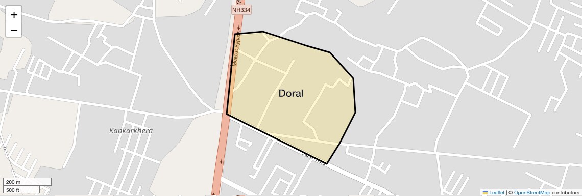 Location Map of Doral, Meerut