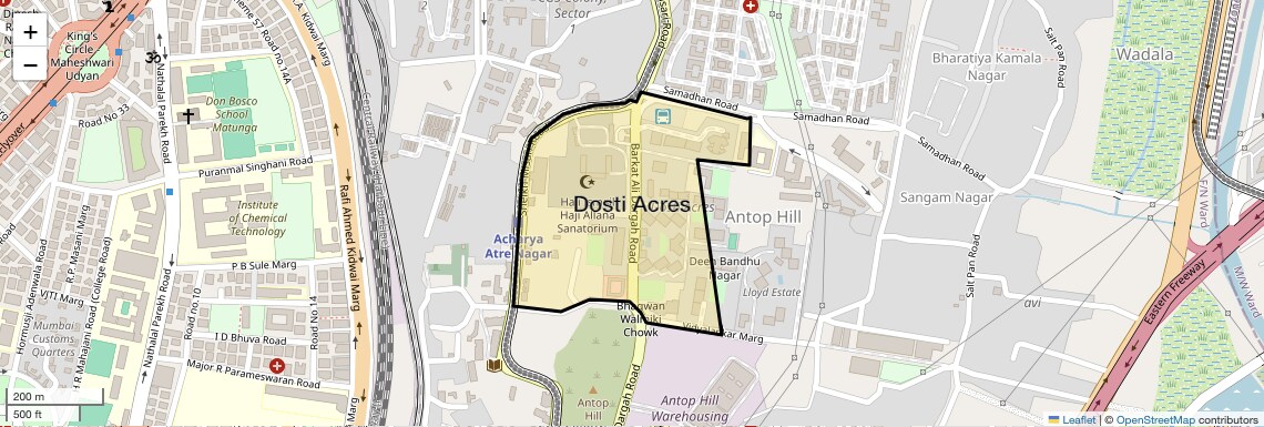 Location Map of Dosti Acres, Mumbai