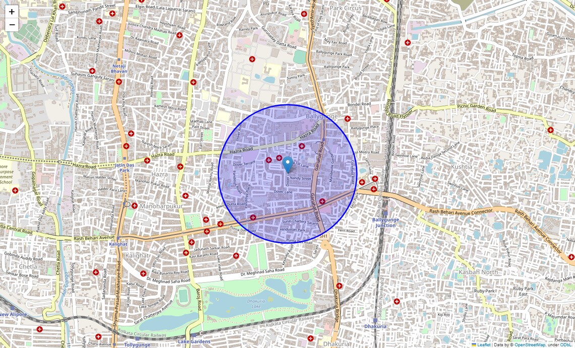 Location Map of Dover ln, Kolkata
