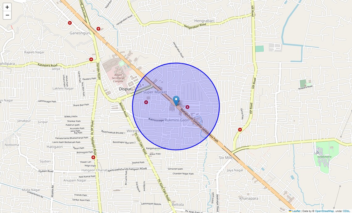 Location Map of Downtown, Guwahati